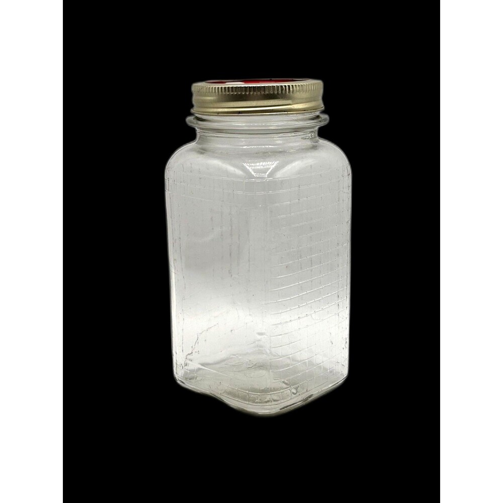 Vintage Square Qt. Jar Waffle/grid Pattern Three Sides Canning/ Coffee Jar